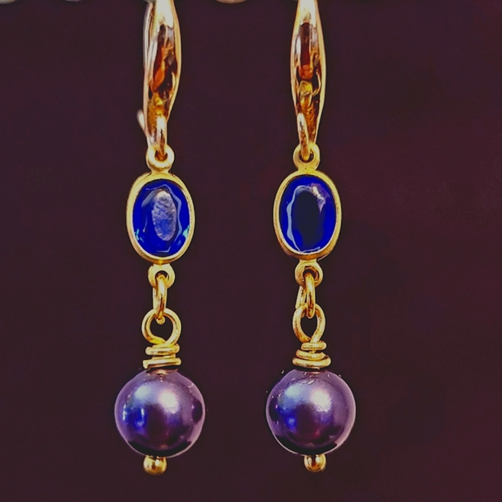 South Sea Blue Pearl Drop Earrings